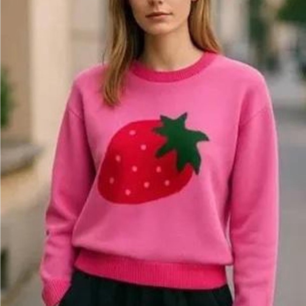 Luna Ivy Pink Strawberry Sweater size xsmall